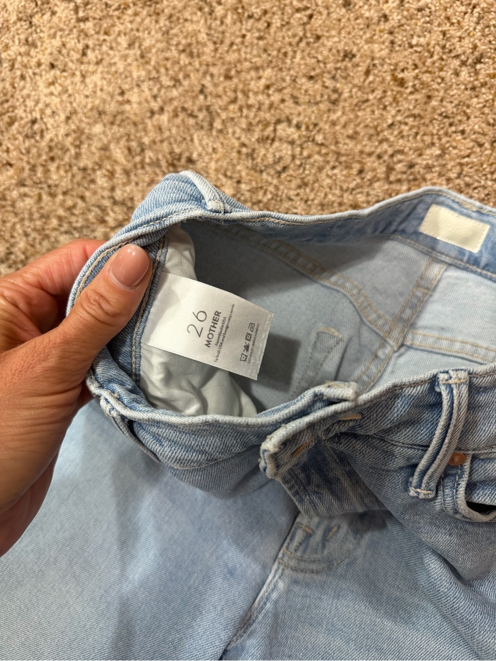 MOTHER Light Blue High-Rise Wide-Leg Jeans with Frayed Hem - Picture 3 of 3